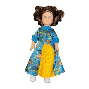 American Girl 6" Doll Felicity Merriman Blue‎ And Gold Dress  No Shoes